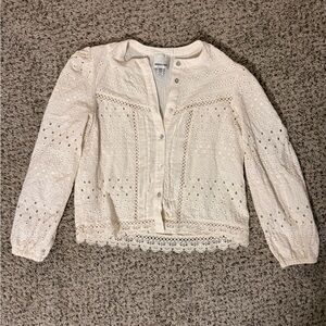 Industry Republic Beige Eyelet Button Down Long Sleeve